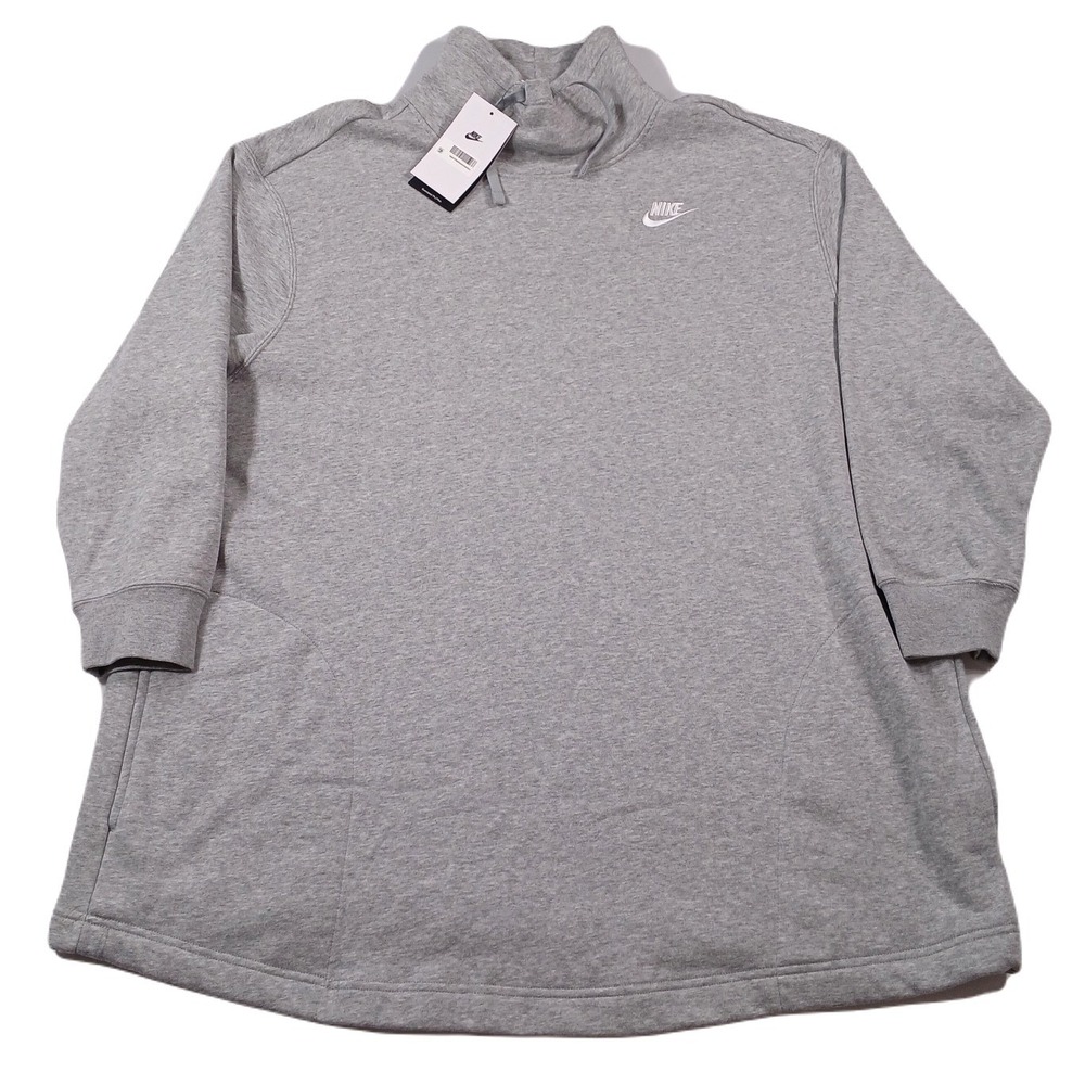Nike Club Fleece Oversized Sweatshirt Women 1X‎ Plus Sportswear Heather Grey NEW